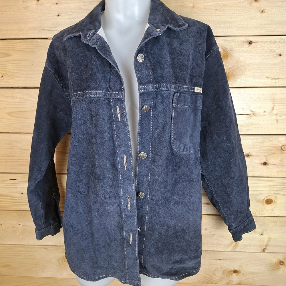 Vintage Wash & Wear Leather Suede Button Up Overshirt Jacket Shirt Coat - Picture 3 of 12